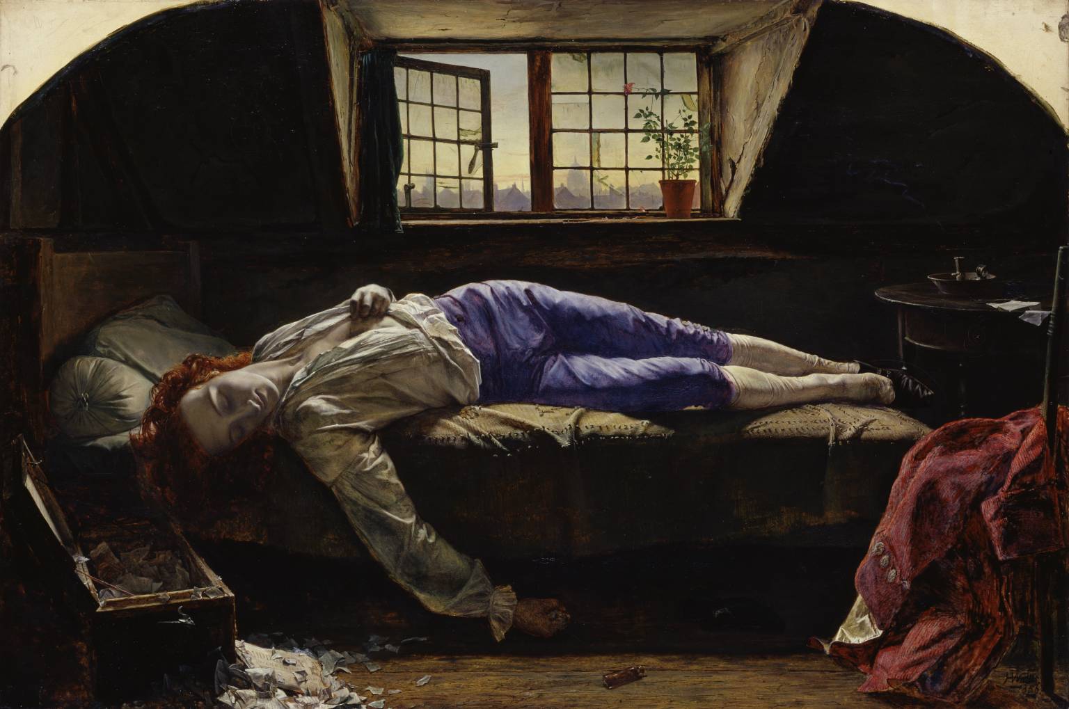 La muerte de Chatterton. Ilustración de Henry Wallis (1830-1916)